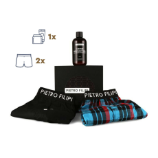 Pietro Filipi Férfi ajándékcsomag 2PACK bő szárú boxeralsók és tusfürdő Pietro Filipi (3PGP1) L