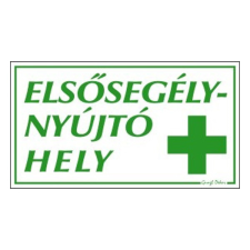 Piktogram Elsősegélynyújtó hely (fehér alapon zöld) információs címke