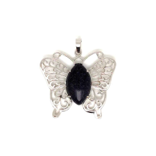  Pillangó fém medál Goldstone kék 4,5x4cm medál