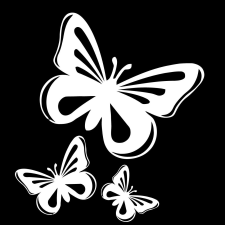  Pillangó matrica, 3db, fehér matrica