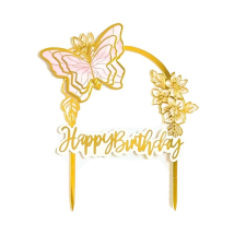  Pillangós Happy birthday beszúró, tortadísz sütés és főzés