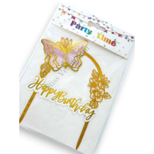  Pillangós Happy Birthday beszúró tortadísz, arany-rózsaszín sütés és főzés