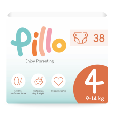 Pillo prémium minőségű, szuper nedvszívó, hipoallergén pelenka 4 (maxi), 9-14kg, 38db pelenka