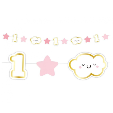 Pink 1st Birthday mini girland 120 cm party kellék