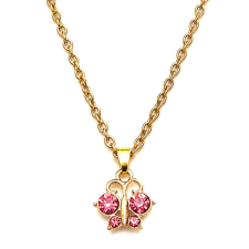  Pink kristály pillangós medál lánccal nyaklánc