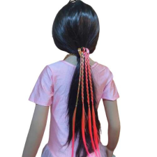 PINK-VILÁGOS ZÖLD Színes fonatos hajgumi 40cm póthaj