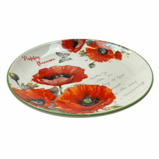 Pipacsos kerámia lapostányér - 25 cm - Poppy Flowers tányér és evőeszköz