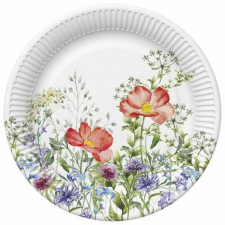 Pipacsos - mezei virágos papírtányér - 8 darabos 22,7 cm - Meadow in June party kellék