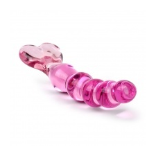 Pipedream Icicles No. 43 - gyöngyös, szíves üveg dildó (pink) anál