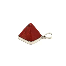 Piramis medál fémmel Jáspis vörös 2x2cm medál