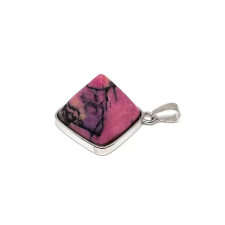 Piramis medál fémmel Rodonit 2x2cm medál