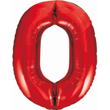  Piros 0-ás Red szám fólia lufi 85 cm party kellék