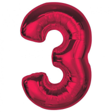  Piros 3-as Red szám fólia lufi 92 cm party kellék