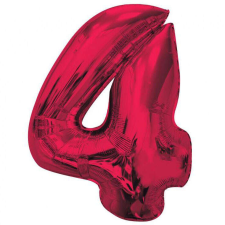 Piros 4-es Red szám fólia lufi 92 cm party kellék