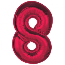 Piros 8-as Red szám fólia lufi 92 cm party kellék