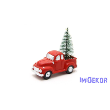  Piros autó fenyőfával - LED világítással karácsonyi dekoráció