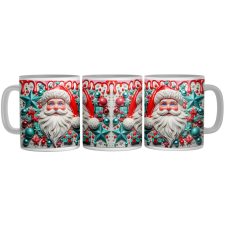  Piros és Zöld Porcelán Télapó - 3D Mintás Bögre bögrék, csészék