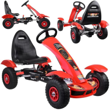 Piros gokart gyerekeknek 50kg-ig felfújható kerekekkel lábbal hajtható járgány