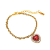  Piros kristály szív karkötő, arany színű