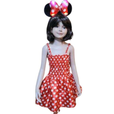 PIROS Minnie Egér Jelmez 2 részes szett pöttyös ruha világító ledes fejpánt jelmez