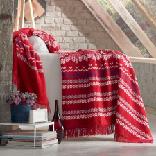  Piros norvég mintás kétoldalas pléd lakástextília