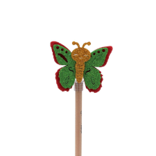 Piros pillangó figura ceruza zöld szárnyak 22cm ceruza