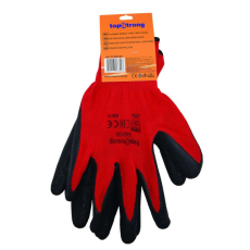  Piros poliészter fekete latex védőkesztyű, Topstrong 540138
