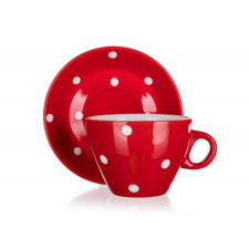  Piros pöttyös csésze alátéttel 290 ml konyhai eszköz