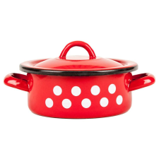  Piros pöttyös zománcozott lábas 5,5 literes edény