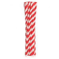 Piros Red Stripes rugalmas papír szívószál 12 db-os party kellék