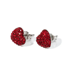  Piros Swarovski® Kristályokkal Kirakott S925 Ezüst Szíves Fülbevaló fülbevaló