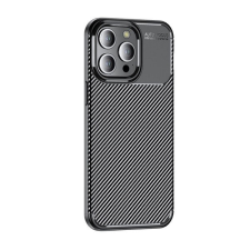 Pixato Apple iPhone 15 Pro Max, Szilikon tok, közepesen ütésálló, légpárnás sarok, karbon minta, fekete tok és táska