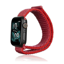 Pixato Apple Watch 1-6, SE, SE (2022) (42 / 44 mm) / Watch 7-8 (45 mm) / Watch Ultra (49 mm), textíl pótszíj, nylon, tépőzáras, állítható, légáteresztő, piros okosóra kellék