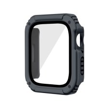 Pixato Apple Watch 4-6, SE (44 mm), Műanyag védőkeret, kijelzővédő üveggel, közepesen ütésálló, szíj nélkül, szürke okosóra kellék