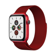 Pixato Apple Watch 7-8 (41 mm), fém pótszíj, mágneses zár, milánói stílus, piros okosóra kellék