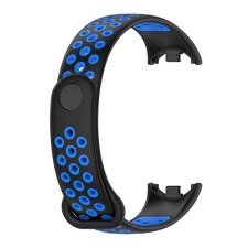 Pixato Xiaomi Mi Smart Band 8, szilikon pótszíj, állítható, lyukacsos, fekete/kék okosóra kellék