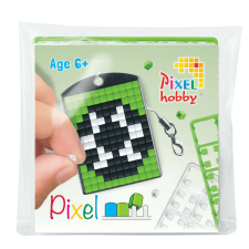 Pixel kulcstartókészítő szett 1 kulcstartó alaplappal, 3 színnel, focilabda kreatív és készségfejlesztő