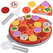 Pizza szeletelhető fából 27 darabos játék konyhakészlet