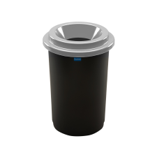 PLAFOR ECO kerek, henger szemetes 50L fekete színű, ezüst tetővel szemetes