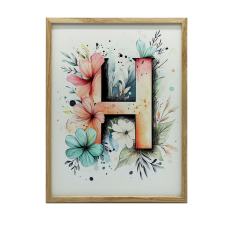 PLAKÁT FALI VIRÁG H BETŰ DÍSZÍTÉSHEZ KERET NÉLKÜL 50x70 CM grafika, keretezett kép