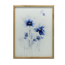PLAKÁT FALRA ARANY KERETBEN FINOM KÉK VIRÁGOK 30x40 grafika, keretezett kép