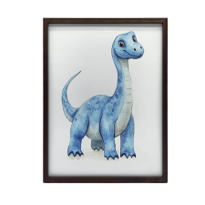 PLAKÁT FALRA ARANY KERETBEN KÉK DINOSAUR FANTASY LAND 60x90cm grafika, keretezett kép