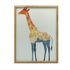  PLAKÁT FALRA ARANY KERETBEN, MOZAIK ZSIRÁF 70X100 CM grafika, keretezett kép