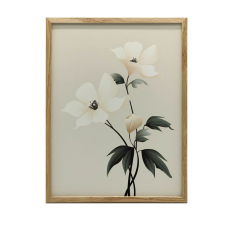 PLAKÁT FALRA ARANY KERETBEN VIRÁG MINIMALIZMUS FEHÉR ELEGANCE 50x70 grafika, keretezett kép