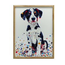 PLAKÁT FALRA ARANYKERETES KUTYA MOZAIKBAN 30x40 CM grafika, keretezett kép