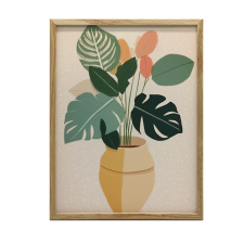 PLAKÁT FALRA KERETBEN, NÖVÉNY BOHO CSEREBE 30x40 CM, ARANY KERET grafika, keretezett kép