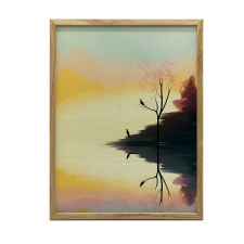PLAKÁT FALRA KERETBEN PASZTELL TÁJ ARANY KERET 40x50 CM grafika, keretezett kép
