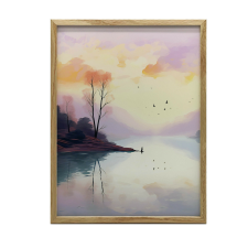  PLAKÁT FALRA KERETBEN PASZTELL TÁJ FA KERET 70x100 grafika, keretezett kép