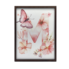 PLAKÁT KERETFALHOZ M LETTER VIRÁGOK SÖTÉTBARNA 70x100 CM grafika, keretezett kép