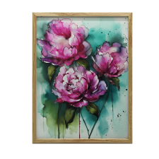  PLAKÁT KERETFALHOZ RÓZSASZÍN BARBARÓZS, ZÖLD HÁTTÉR 70X100 CM grafika, keretezett kép